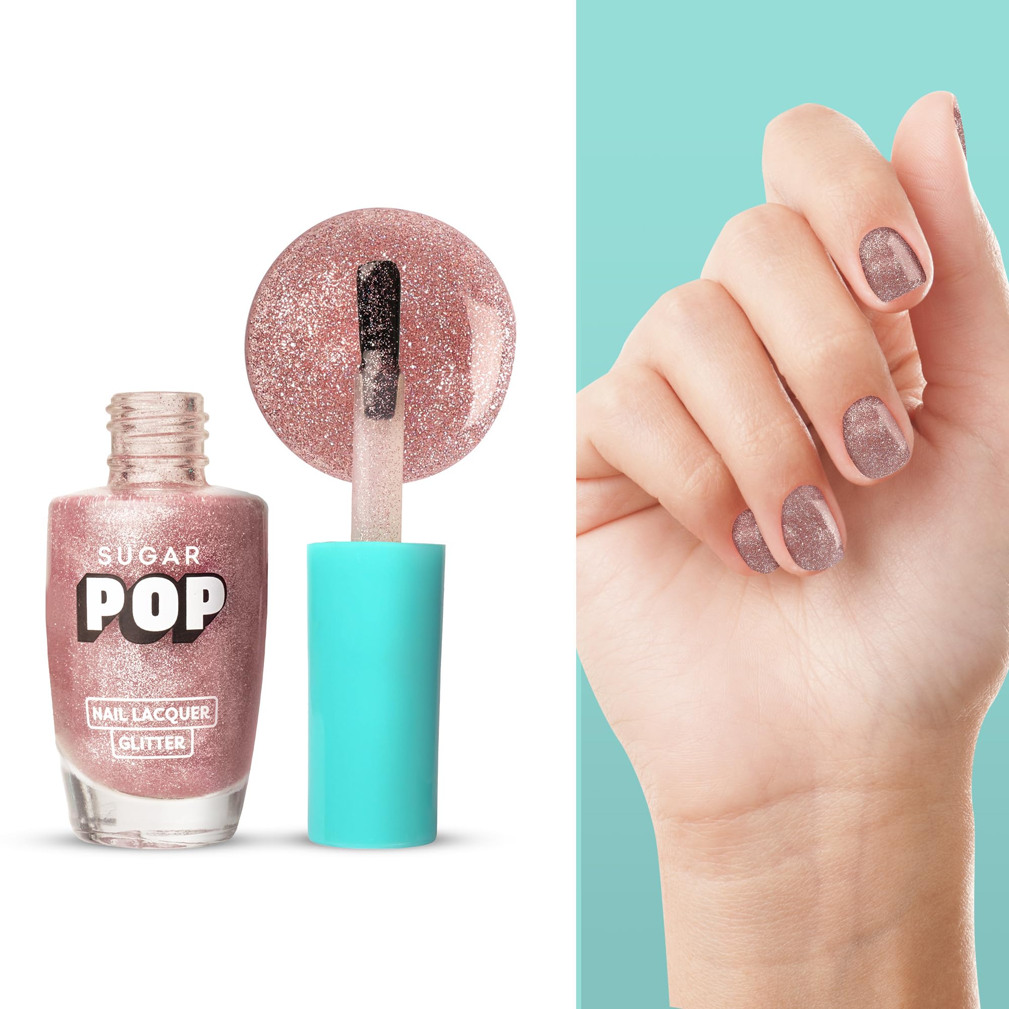 SUGAR POP Glitter Nail Polish - 01 Rose Quartz (10ml) | Quick-Drying, Chip-Resistant & Long-Lasting Shine | Perfect for Parties, Weddings & Special Occasions