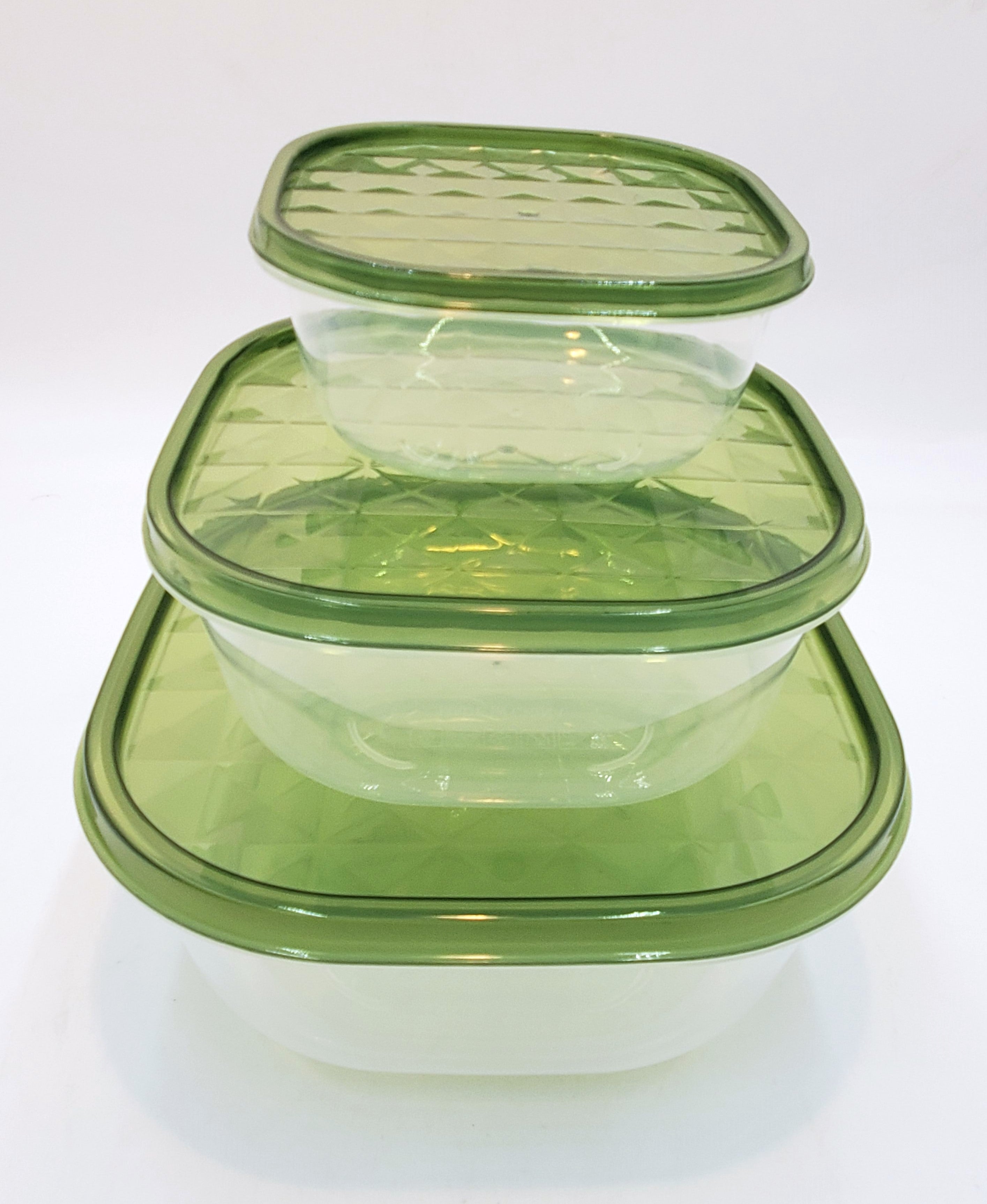 3-Piece Plastic Food Storage Containers with Lids - BPA-Free Square Meal Prep Containers for Kitchen, Lunch, Leftovers & Meal Prepping