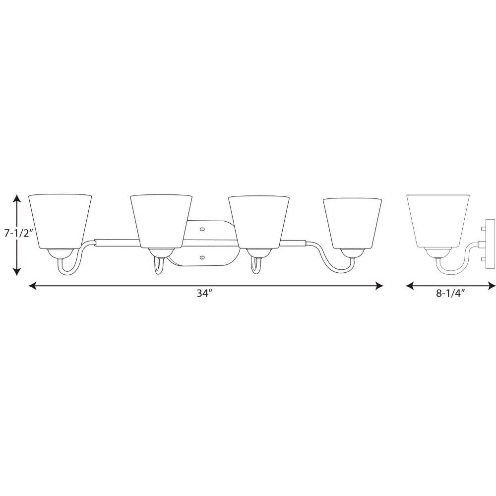Progress Lighting Arden Collection 4-Light Farmhouse Bathroom Vanity Light - Brushed Nickel Finish with Etched Glass Shades - Perfect for Rustic, Traditional or Modern Bathroom Decor