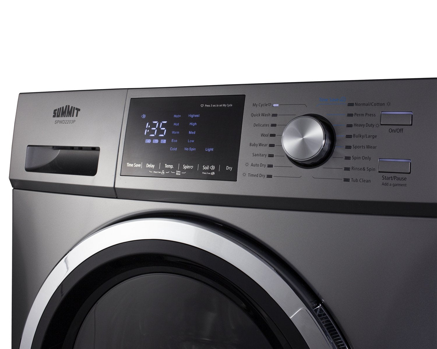 SUMMIT 24 Inch 115V Compact Washer Dryer Combo (SPWD2203P) - Perfect for Apartments, RVs & Small Spaces - Energy Efficient Laundry Solution