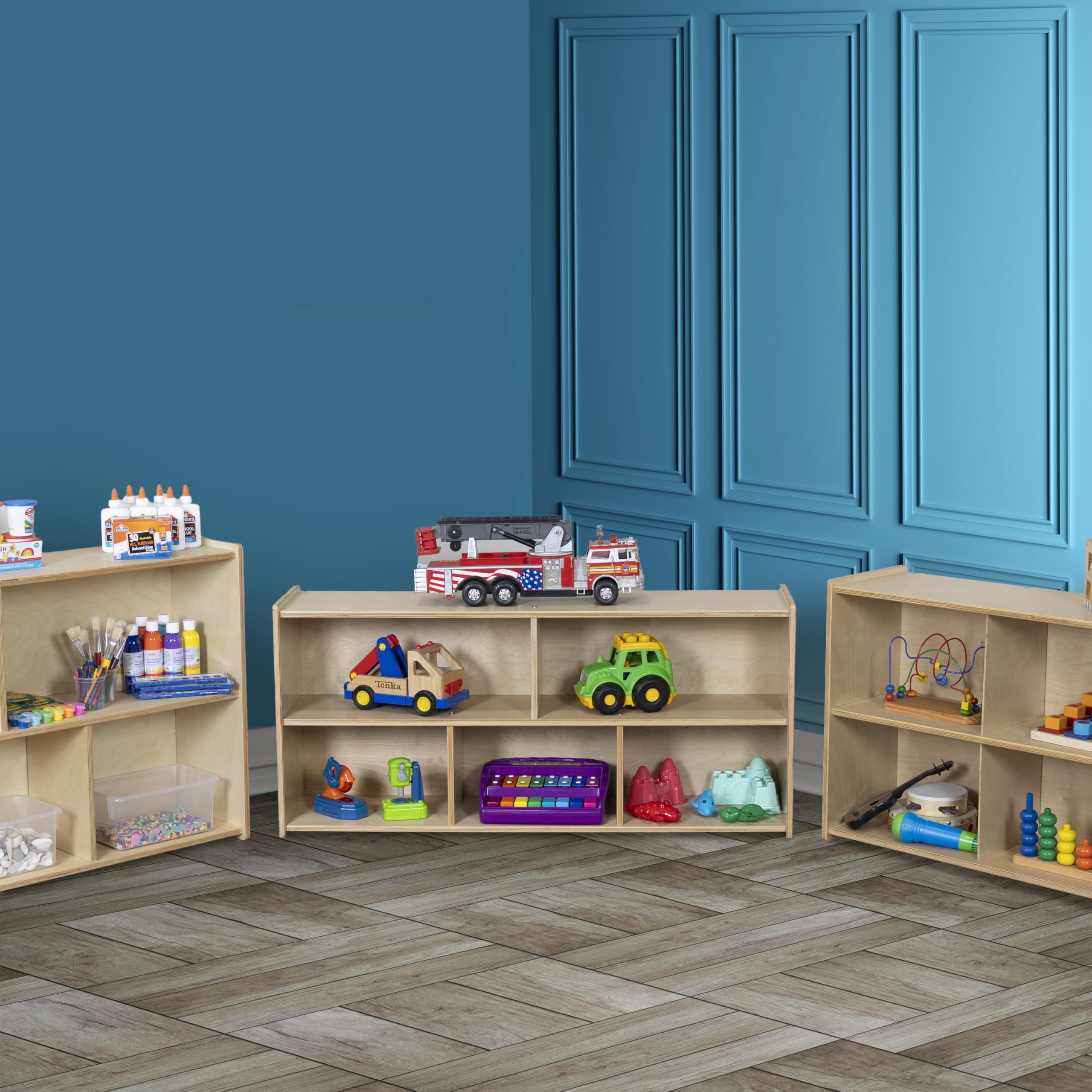 Montessori Classroom Storage Shelves - 5-Cubby Organizer Unit, Natural Birch Plywood Toy Shelf for Preschool, Playroom & Homeschool (22