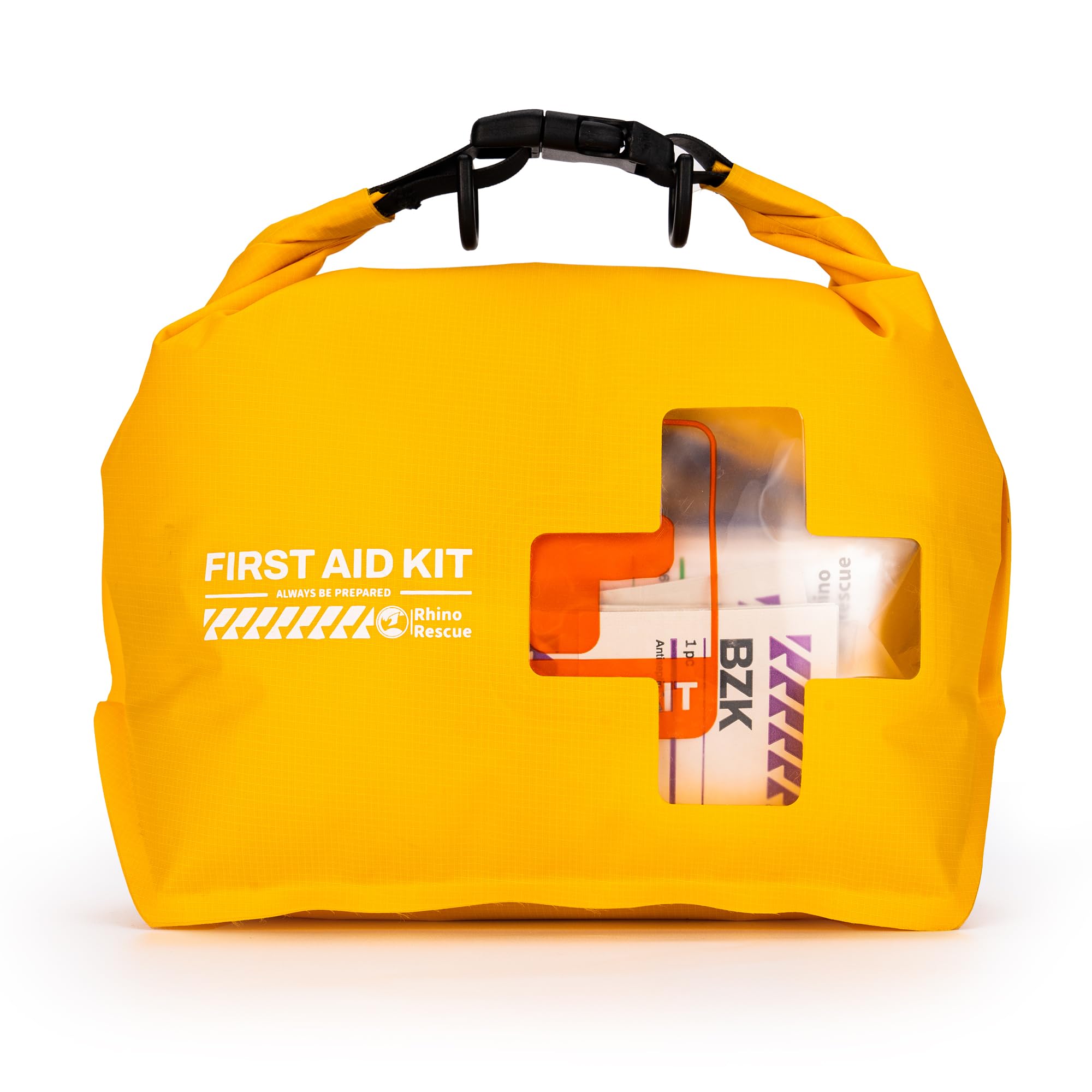 RHINO RESCUE Waterproof First Aid Kit | Lightweight Emergency Dry Bag for Boating, Kayaking, Swimming & Camping | FSA/HSA Eligible Survival Supplies | Perfect for Outdoor Adventures & Emergency Preparedness (Yellow)