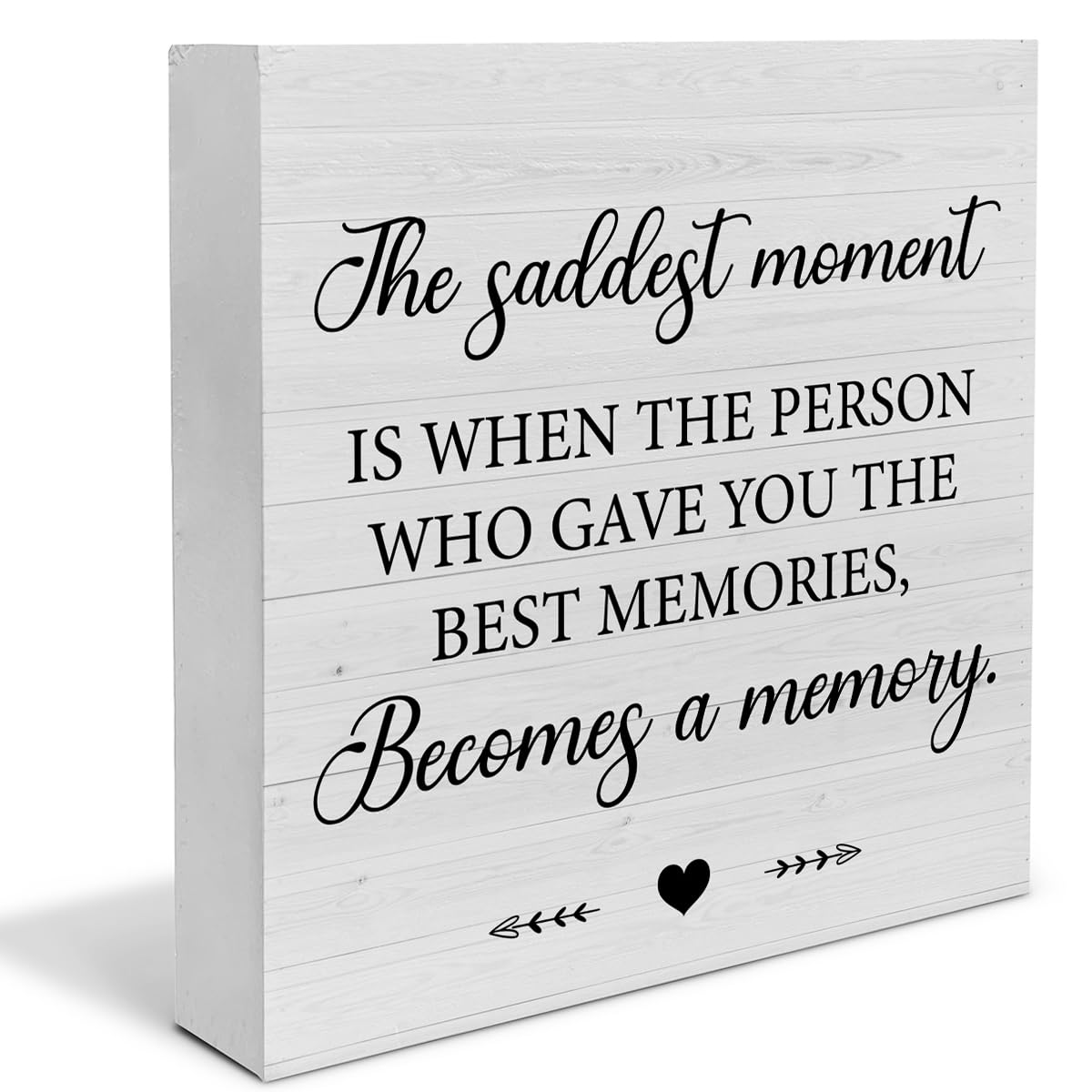 Sympathy Bereavement Sign - Handcrafted Wooden Memorial Plaque for Loss of Loved One - 5x5 Inch Desk Decor, Shelf Display & Home Memorial Gift for Grieving Moments