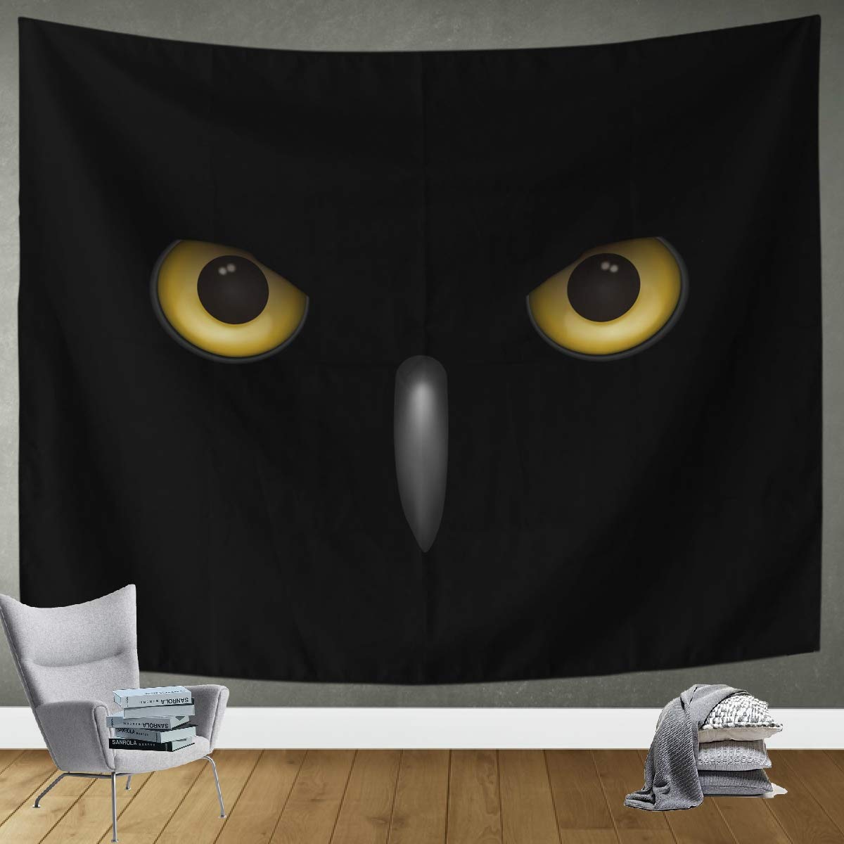 DOMIKING Owl Eyes Tapestry Wall Hanging - 90x60in Bohemian Bedroom Decor for Living Room, Dorm & Home - Trippy Hippie Wall Art for Meditation Spaces & Music Festivals