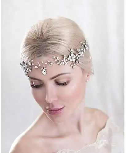 Vintage Silver Crystal Hair Headpiece - Elegant Bridal Hair Accessory for Weddings, Prom, and Special Occasions