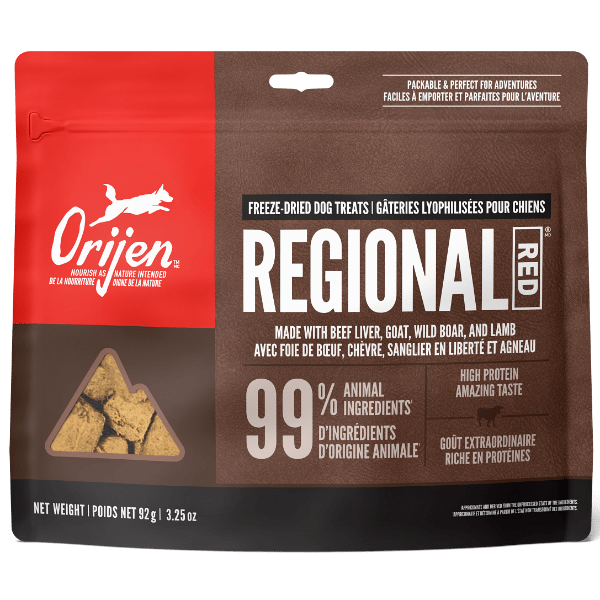 Orijen Regional Red Freeze-Dried Dog Treats - High Protein Grain-Free Natural Dog Food Topper - Perfect for Training, Rewards & Outdoor Adventures