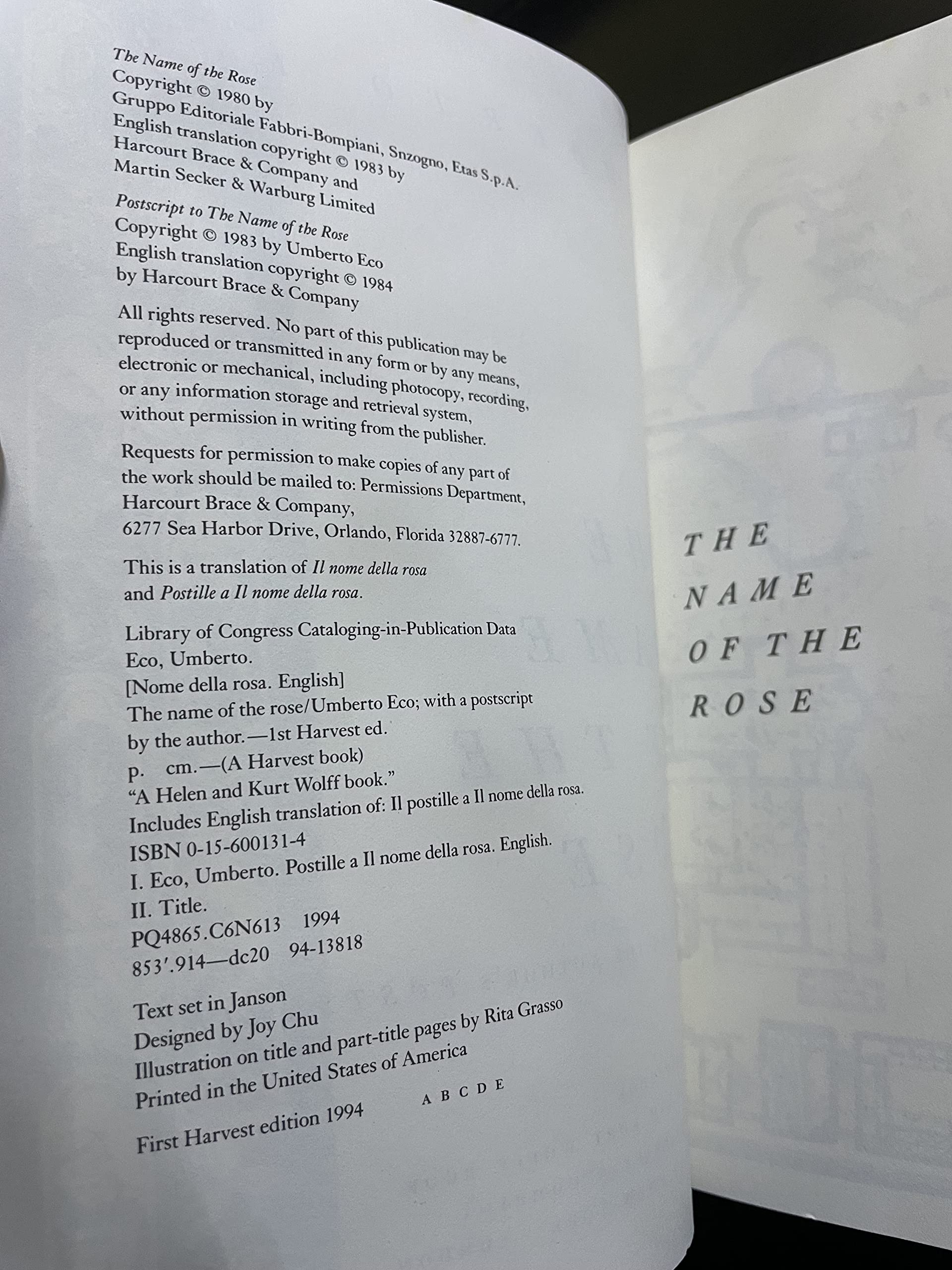 The Name of the Rose Novel by Umberto Eco - Historical Mystery Book with Author's Postscript | Perfect for Book Clubs & Medieval Literature Lovers