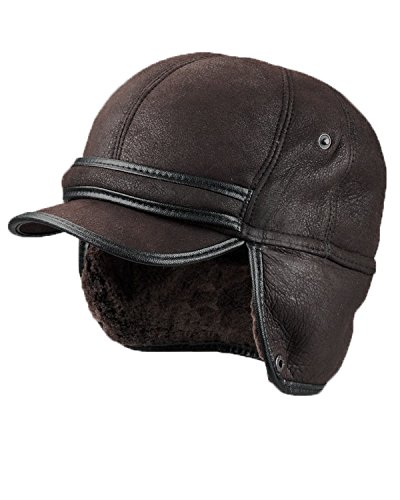 **Frr Shearling Sheepskin Fudd Hat – Warm Winter Trapper Hat for Men & Women – Cozy Outdoor Hunting, Skiing, and Cold Weather Activities**