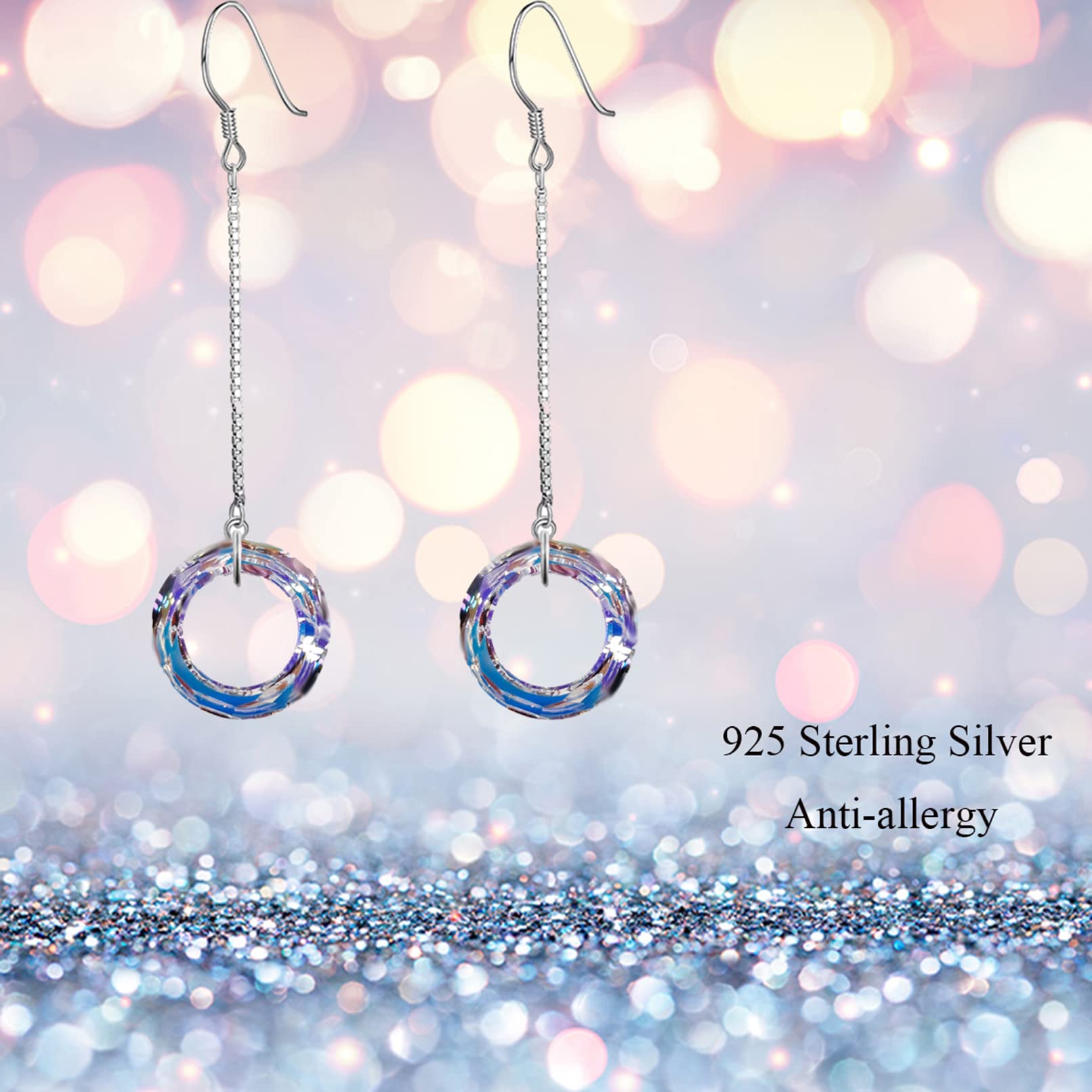 Austria Crystal Dangle Earrings for Women - Hypoallergenic Long Drop Earrings, Mother's Day Birthday Anniversary Jewelry Gift - Perfect for Weddings, Parties & Special Occasions