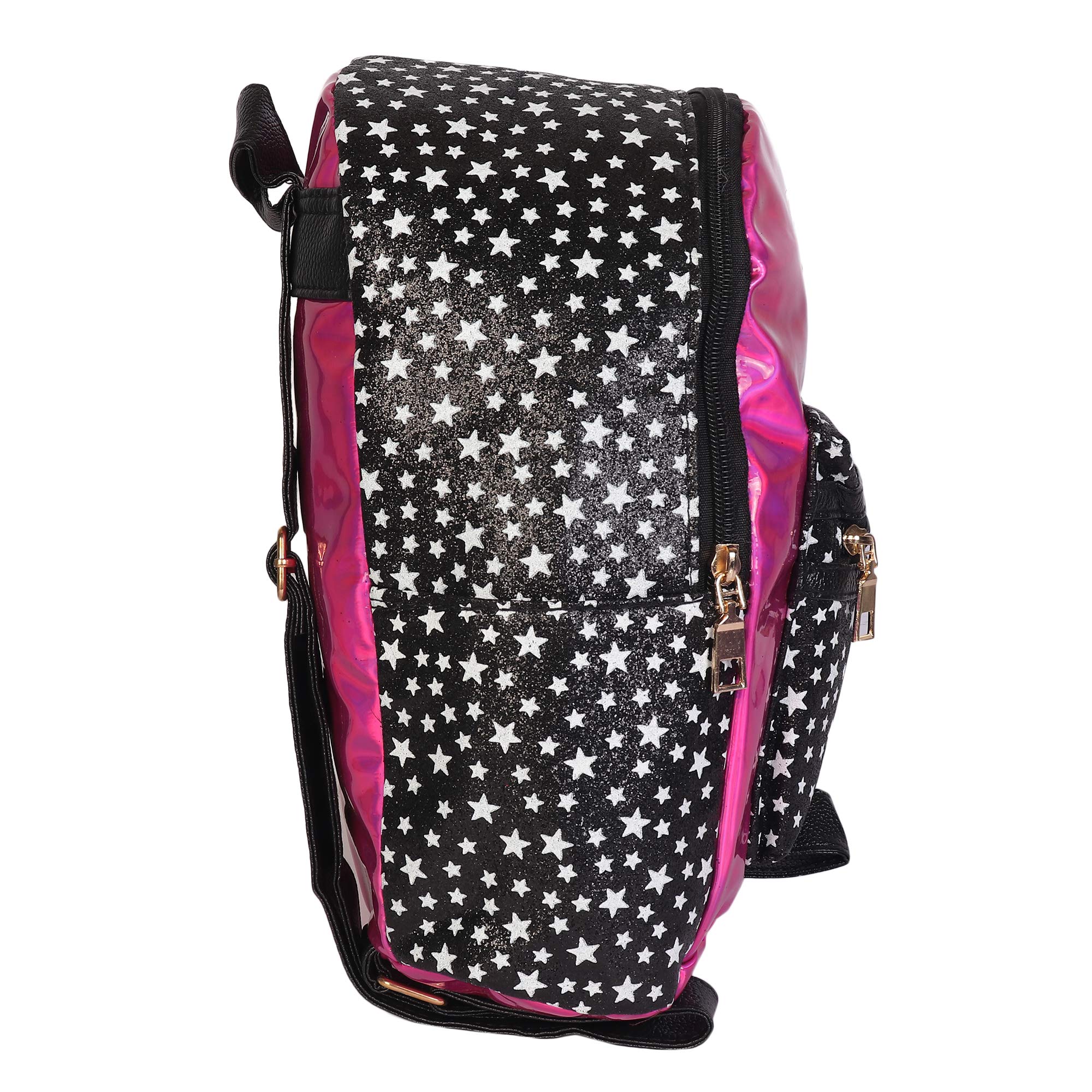 Kidoonz Shiny PU Backpack for Women, Girls & Kids - Golden Travel Bag, School Backpack for Daily Use, Commuting, and Outdoor Activities