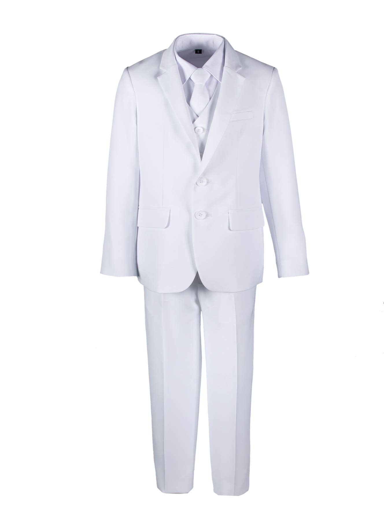 Tuxgear Boys Husky White Suit with Vest and Neck Tie - Formal Wear for Kids, Weddings, Parties & Special Occasions