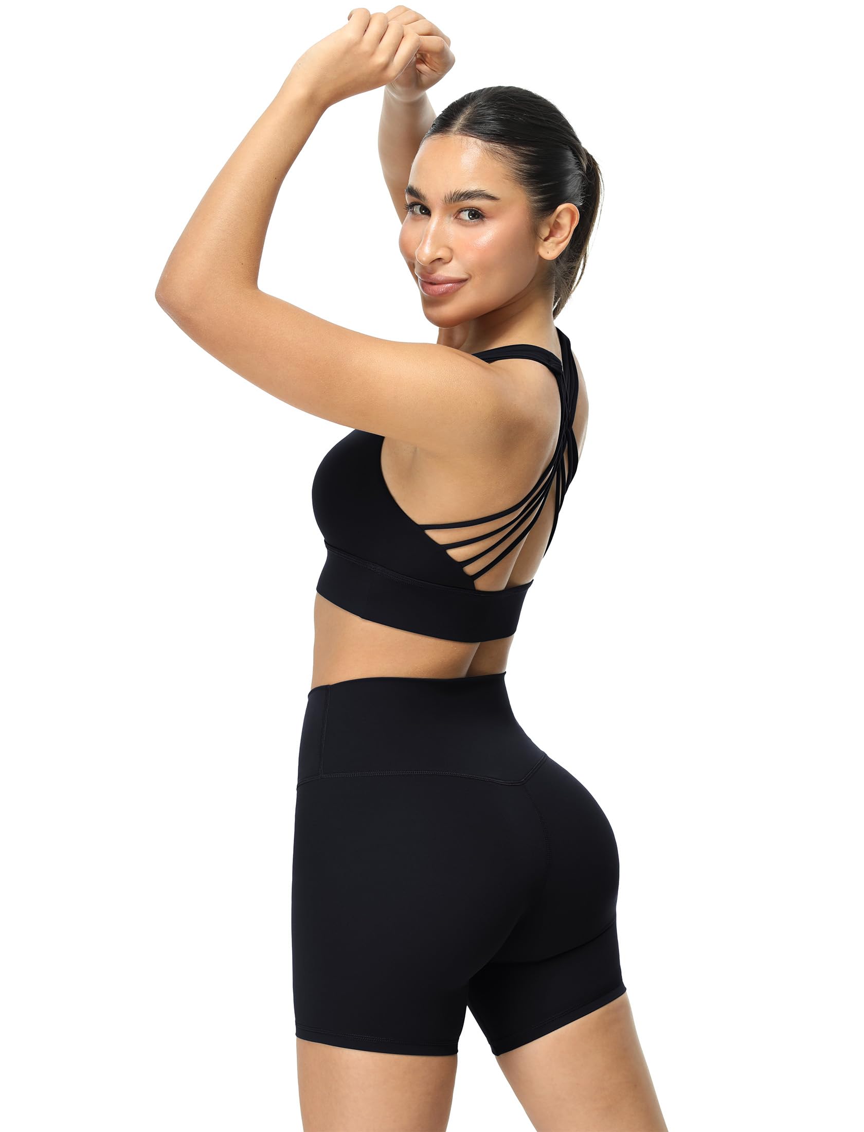 Icyzone Women's Sports Bras - Padded Workout Yoga Top with Strappy Design for Running, Gym & Active Lifestyle