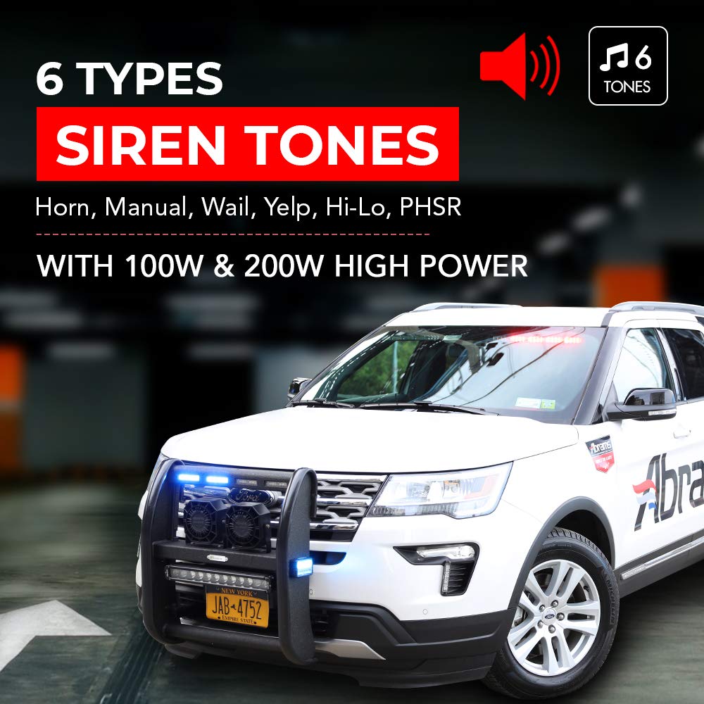 Abrams Emergency Vehicle Siren - 100W PA System with Dual 15A Police Light Outputs - 12V Heavy-Duty Horn for Fire Trucks, Police Cars, ATVs & UTVs - Ideal for Emergency Response, Traffic Control & Off-Road Safety