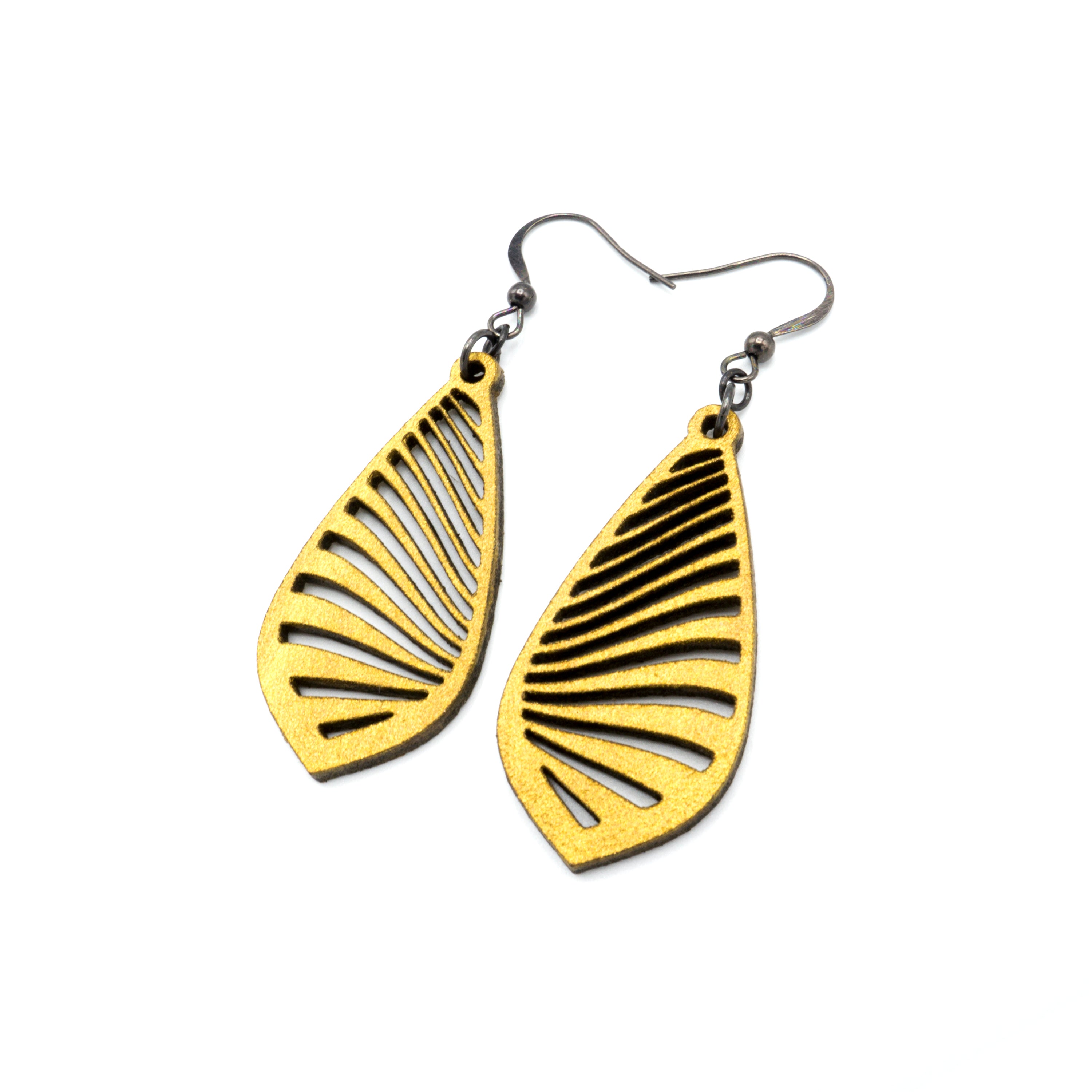 Gem Point 09 [S] Gold Leather Earrings for Women - Boho Chic Handmade Dangle Drop Earrings for Casual Wear, Parties & Special Occasions