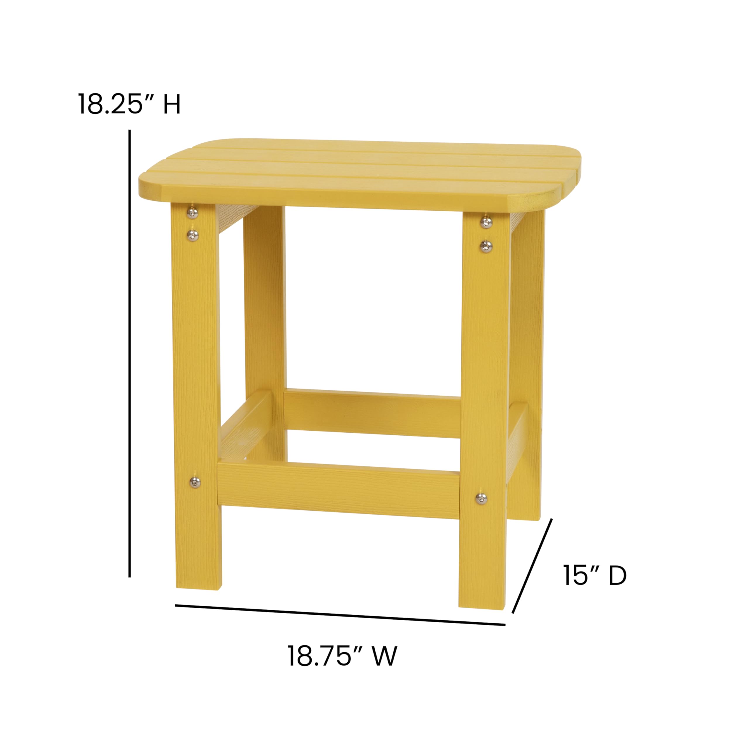 EMMA + OLIVER Yellow Adirondack Style Patio Set - Indoor/Outdoor Side Table with 2 Chairs | Perfect for Backyard, Garden, Poolside & Porch Relaxation