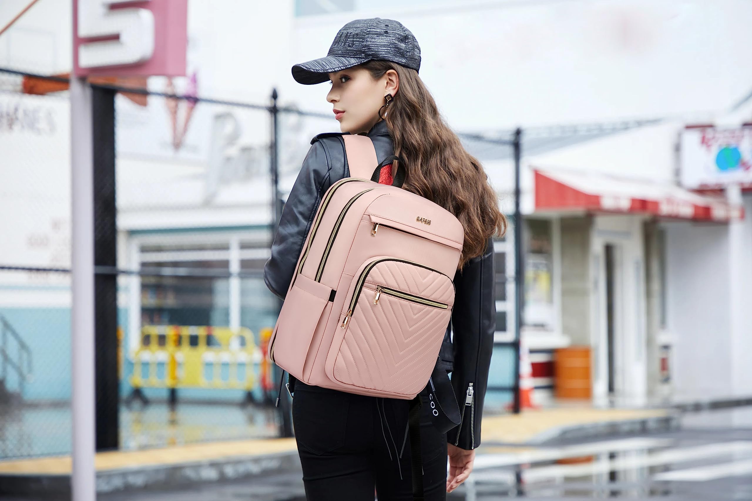 Stylish Pink Laptop Backpack for Women - Waterproof 17.3 Inch Anti-Theft Computer Bag for Travel, Work & College | Perfect for Business Professionals, Students & Commuters