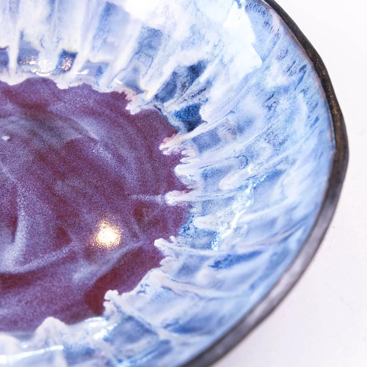 XXL Dark Chocolate Stoneware Serving Bowl - Handmade Decorative Bowl for Creams, Blues & Burgundies (Alchemy Collection) | Perfect for Desserts, Ice Cream, Fruit Display & Home Decor