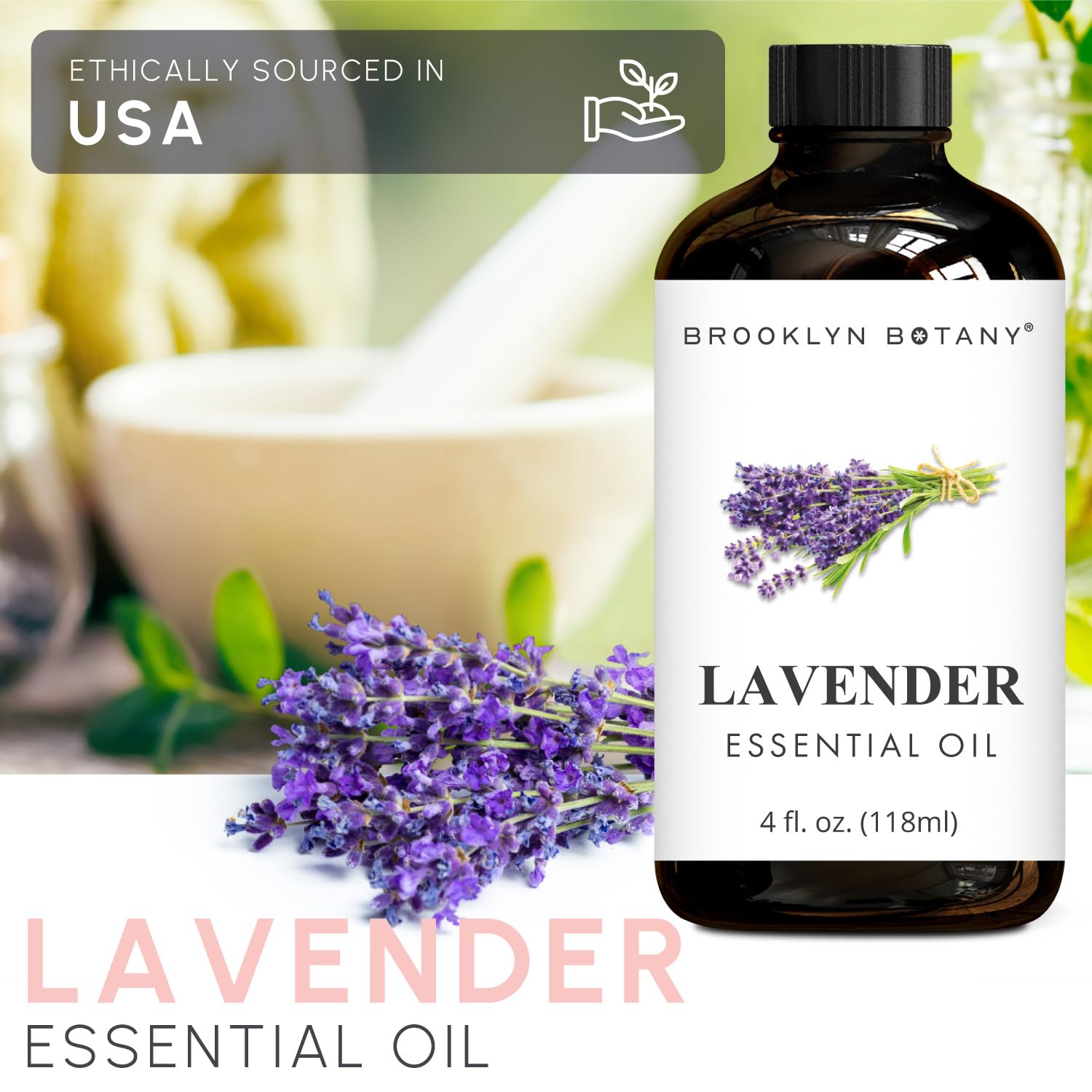 Lavender Essential Oil - 4 Fl Oz (120ml) 100% Pure Natural Therapeutic Grade for Aromatherapy, Massage & Relaxation