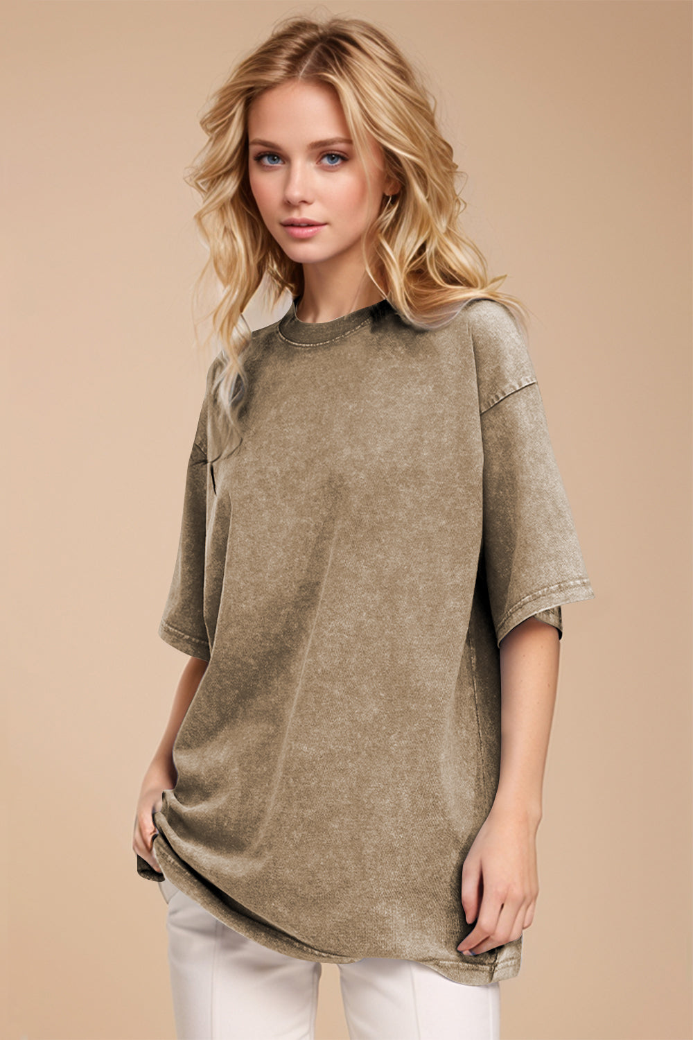 Basic Bae Round Neck Half Sleeve T-Shirt for Women | Casual Cotton Tee | Perfect for Everyday Wear, Outings & Layering