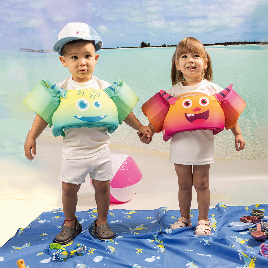 Flotador Mibi Monsters Neo Green - Inflatable Swim Float for Kids 2-3 Years | Perfect for Pool, Beach & Water Play
