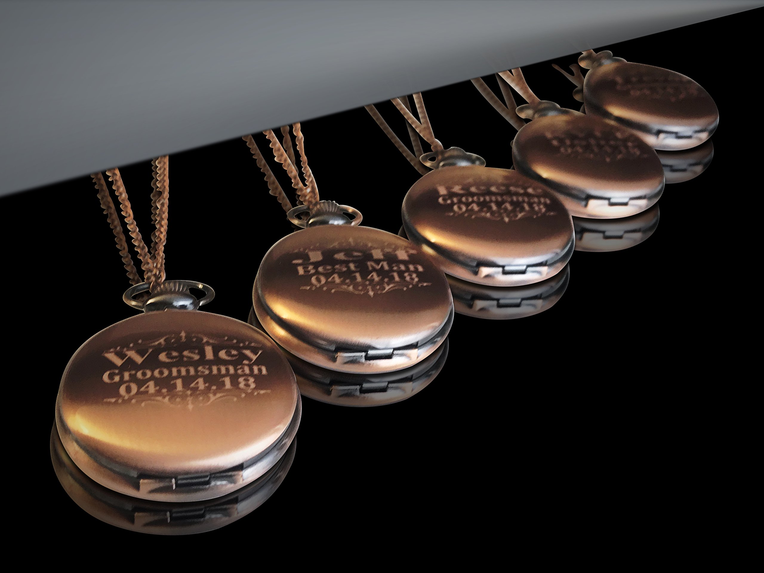 8 Personalized Engraved Groomsmen Pocket Watches Set - Unique Wedding Gifts for Groomsmen with Chain, Gift Box & Free Engraving (5 Color Options) - Perfect for Weddings, Anniversaries & Special Occasions