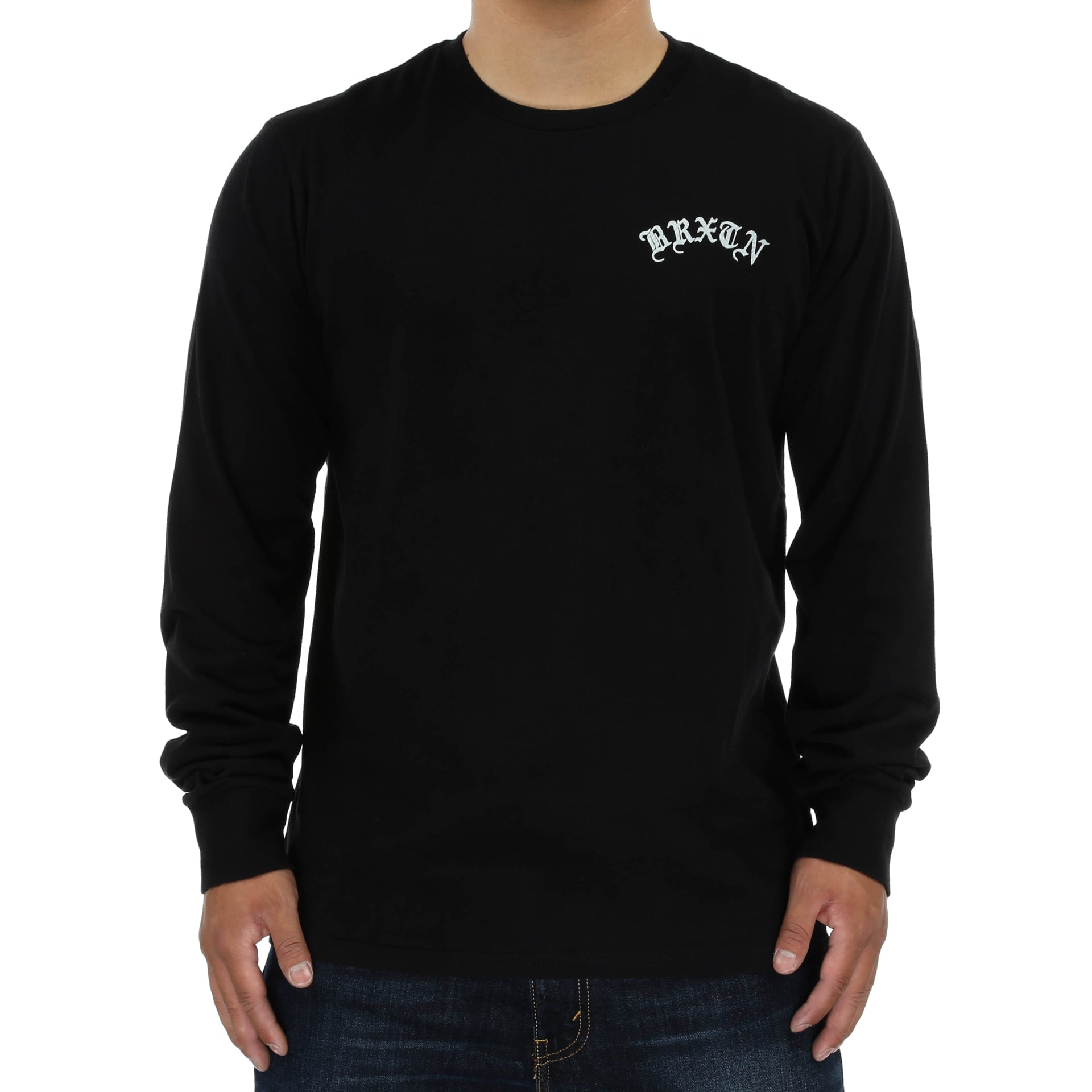 Brixton Calles Long Sleeve Premium T-Shirt for Men - Soft Cotton Comfort Fit - Black - Perfect for Casual Wear & Street Style