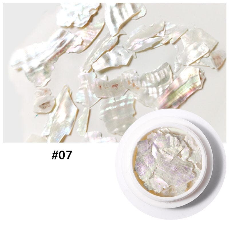 Natural Shell Slices for Nail Art - 100pcs Premium Seashell Decorations in Glass Jar - DIY Nail Design, Scrapbooking & Home Crafting Supplies