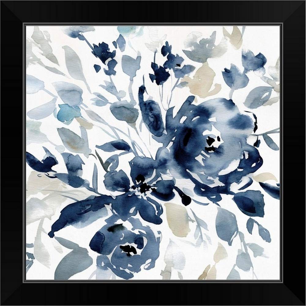 Indigo Garden Black Framed Rose Art Print - Vintage Floral Wall Decor for Living Room, Bedroom & Office