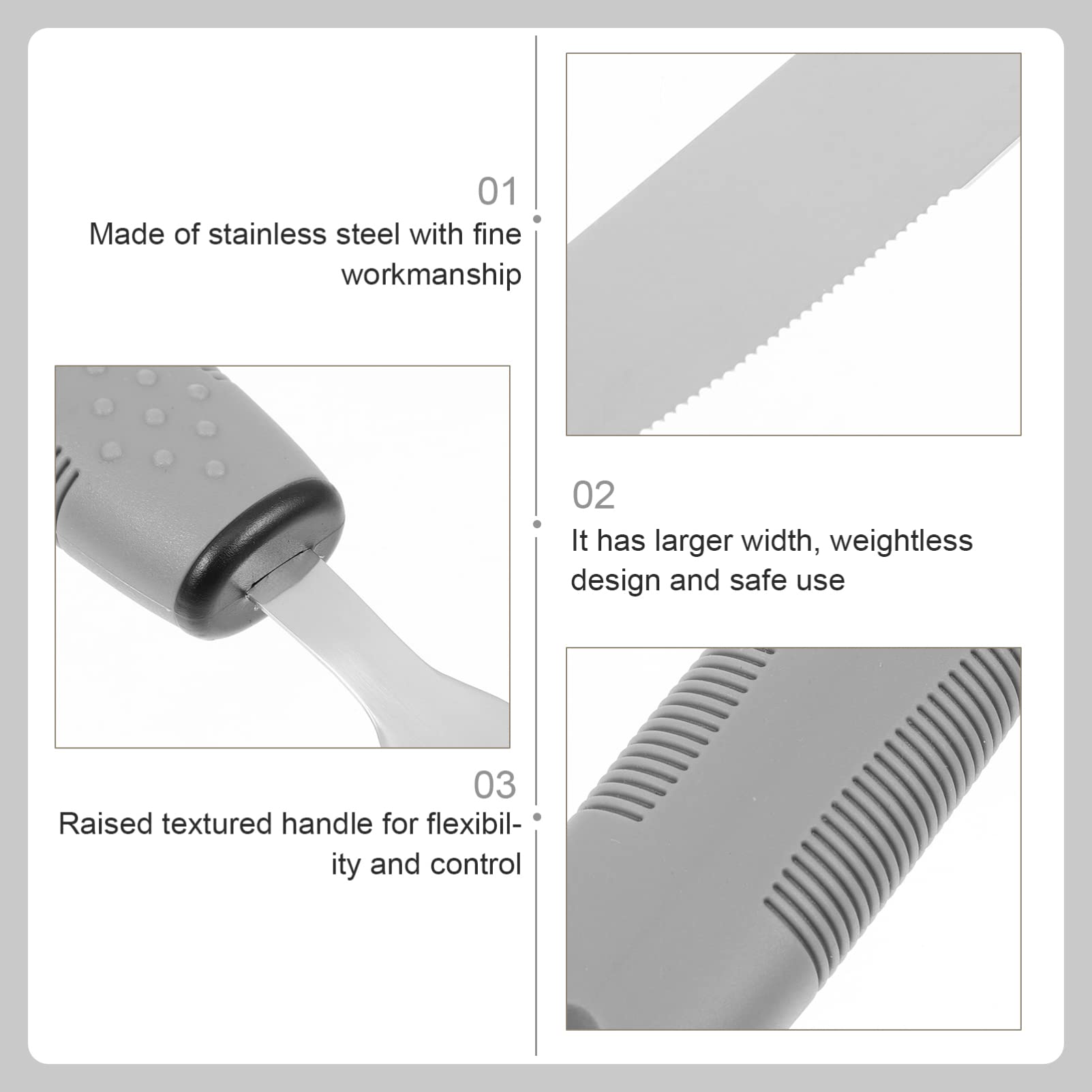 BESTonZON Adaptive Utensils 5-Piece Silverware Set - Non-Slip Wide Handles Kitchen Knives, Forks & Spoons for Hand Tremors, Arthritis & Elderly Use - Perfect for Easy Eating with Limited Mobility