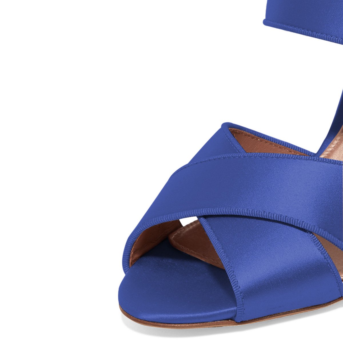 XYD Women's Peep Toe Chunky High Heel Slide Sandals - Satin Mule Pumps with Rhinestone Buckle for Wedding, Party & Evening Events