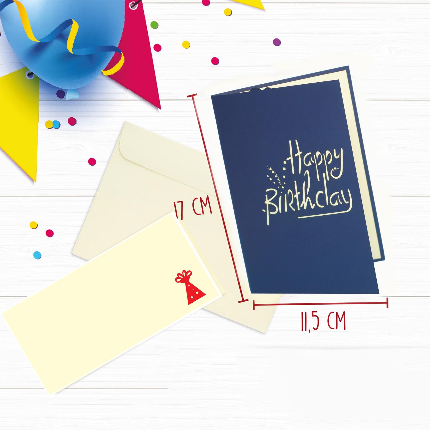 LINPOPUP® 3D Pop-Up Birthday Card for Women - 40th Birthday Greeting Card with Blue Design (N19) - Perfect for Anniversaries, Parties & Special Celebrations