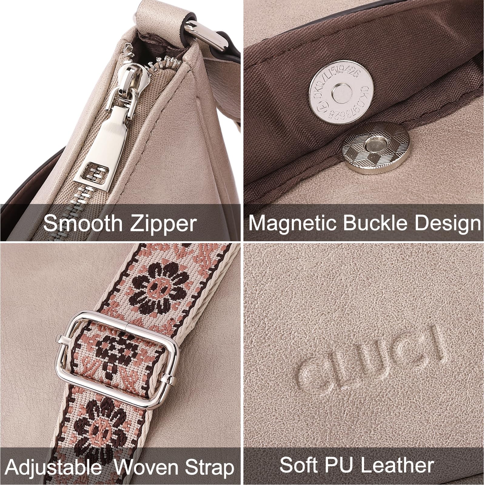 CLUCI Vegan Leather Crossbody Bags for Women - Adjustable Wide Strap Shoulder Handbag Purse | Perfect for Work, Travel & Everyday Use