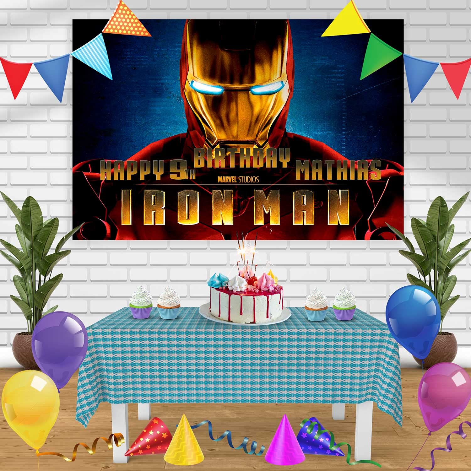 Ironman Birthday Banner 60x42in - Personalized Party Backdrop for Superhero Theme