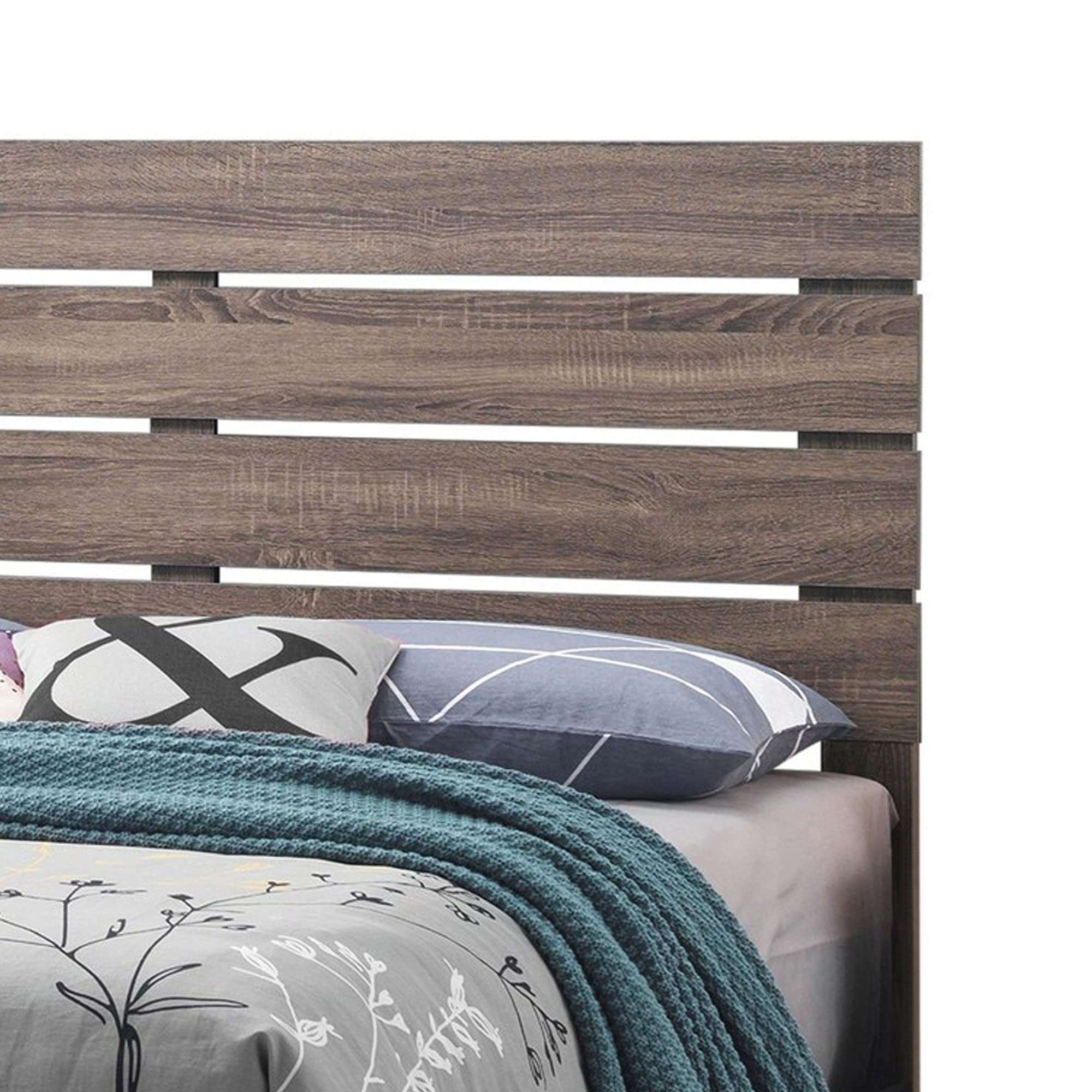 Benjara BM242644 Queen Size Bed Frame with Panel Headboard & Footboard in Rich Brown - Perfect for Master Bedroom, Guest Room & Modern Home Decor