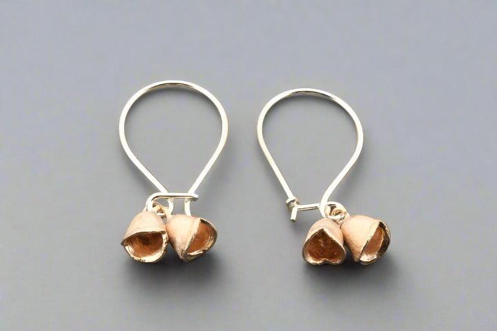 2-Pack Rose Gold & Silver Bell Earrings for Women - Elegant Dangle Earrings for Party, Wedding & Everyday Wear
