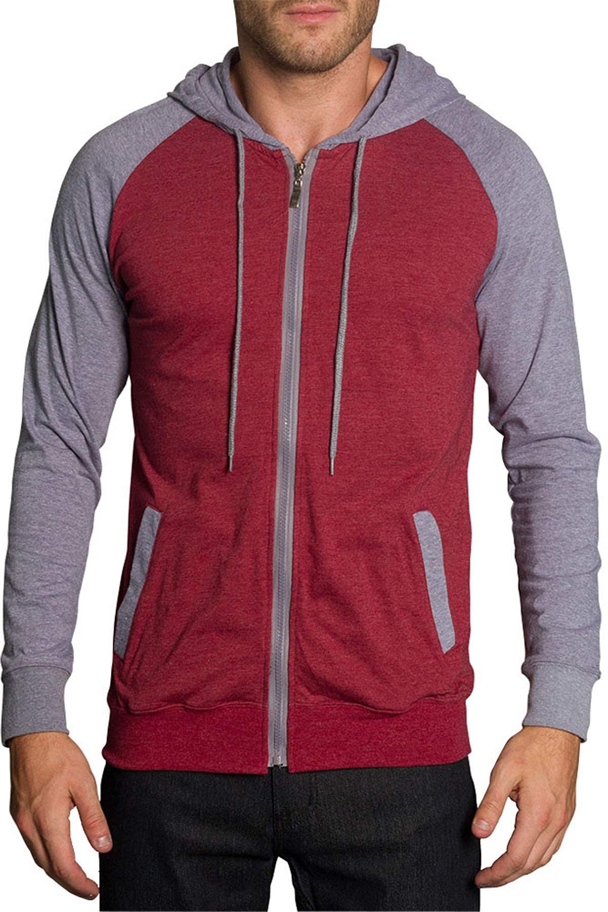 Victorious Men's Lightweight Zip-Up Hoodie Sweatshirt - Casual Pullover Fleece Jacket for Gym, Running & Outdoor Activities