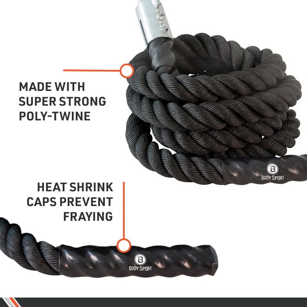 Body Sport Training Rope - Heavy Duty Battle Rope for Home Gym & Outdoor Workouts | Super Strong Poly-Twine Construction | Durable Fitness Equipment for CrossFit, HIIT & Strength Training | Perfect for Home, Gym & Outdoor Exercise Routines
