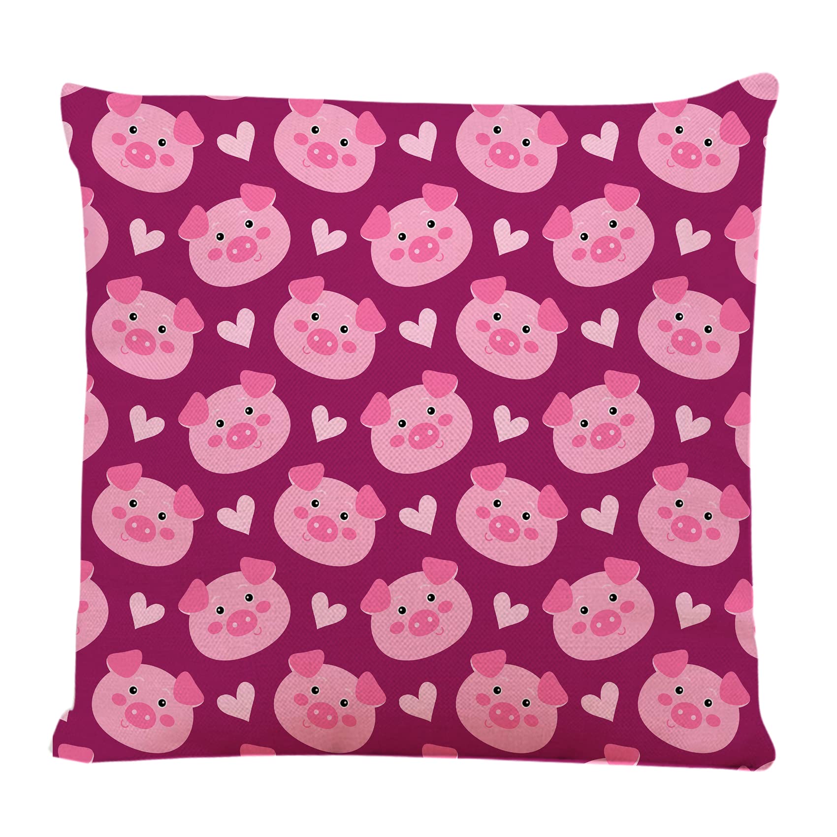 Decorative Square Throw Pillow Covers 18x18 Inch - Fun Pig Animal Design in Blue for Couch, Sofa & Bed - Soft Cushion Cases for Living Room, Bedroom & Home Decor