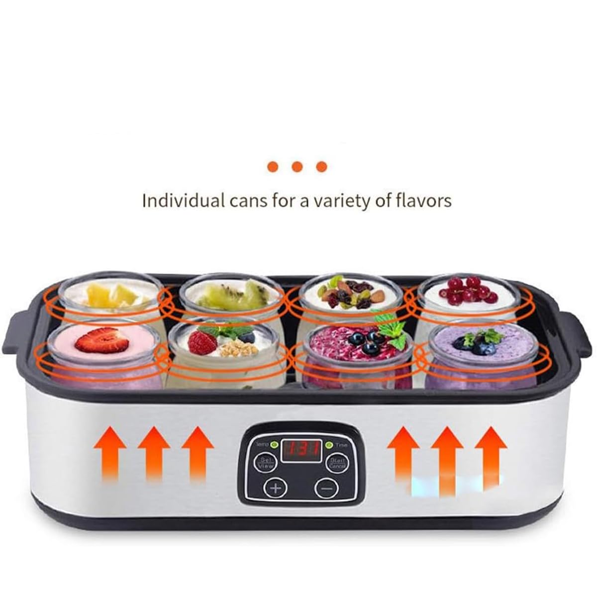 Automatic Yogurt Maker Machine with 8 Glass Jars - 1400ml Stainless Steel Probiotic Yogurt Maker with Digital Timer & Temperature Control - Perfect for Homemade Greek Yogurt, Dairy-Free & Vegan Yogurt - Ideal for Healthy Breakfast, Snacks & Meal Prep