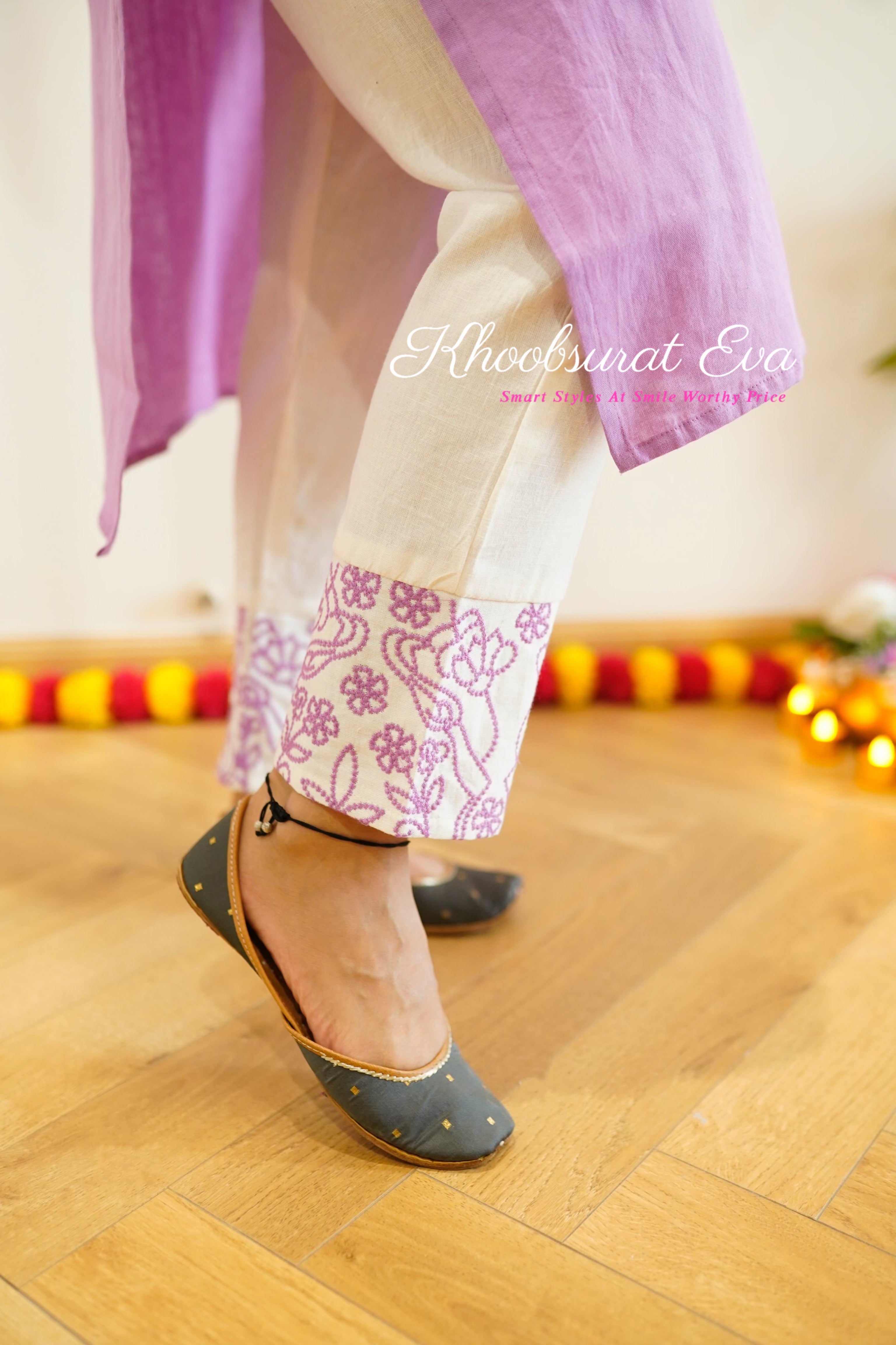 Stylish Purple and White Embroidered Kurta Set for Women | Traditional Indian Ethnic Wear | Perfect for Festivals, Weddings & Special Occasions
