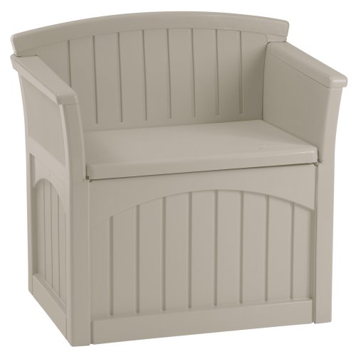 Suncast 31 Gallon Resin Deck Storage Box with Seat - Indoor & Outdoor Use, Taupe - Perfect for Patio, Garden, and Backyard Organization