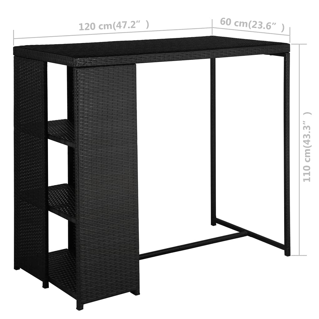 5-Piece Black Poly Rattan Outdoor Bar Set with Table & 4 Chairs, Cushions Included - Perfect for Patio, Garden, Poolside & Backyard Entertaining