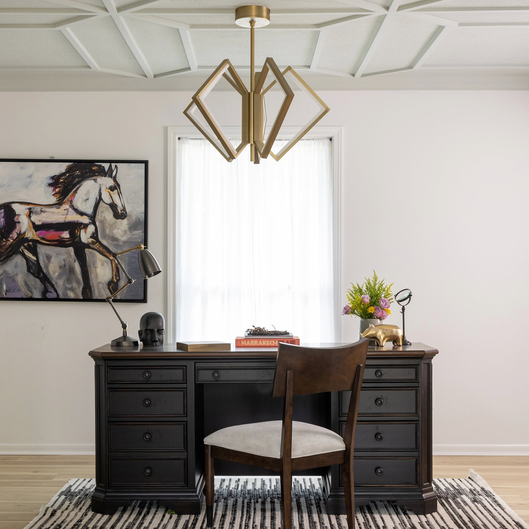 Oxygen ACADIA 3 6143 40 Modern LED 30-Inch Chandelier - 3000K Warm White Light - Aged Brass Finish - Perfect for Dining Room, Living Room & Bedroom Lighting