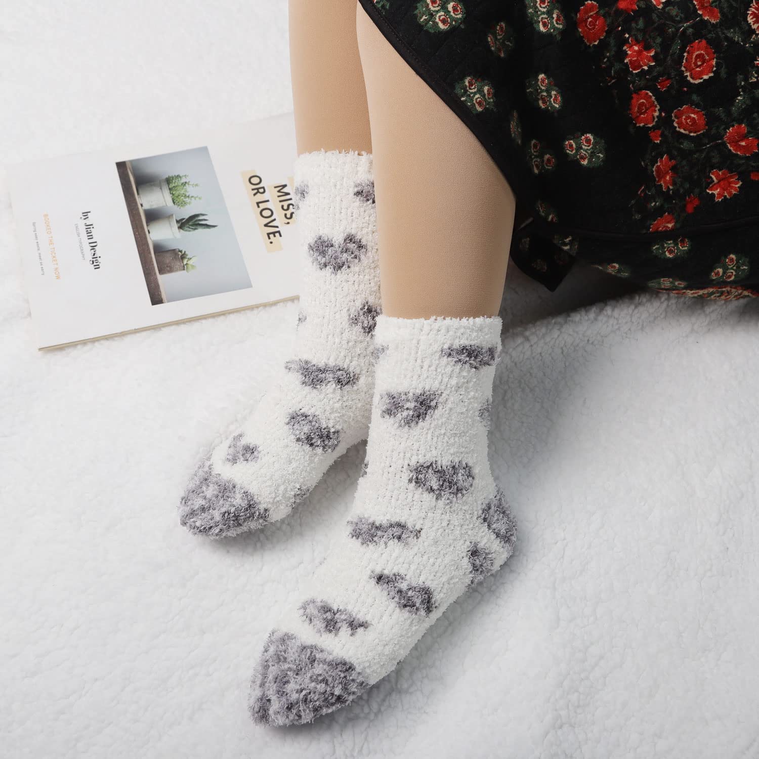 Women's Plush Slipper Socks - Warm Fuzzy Crew Socks for Winter, Soft Cozy Indoor House Shoes for Women | Perfect for Lounging at Home, Cold Weather Comfort & Gift Giving
