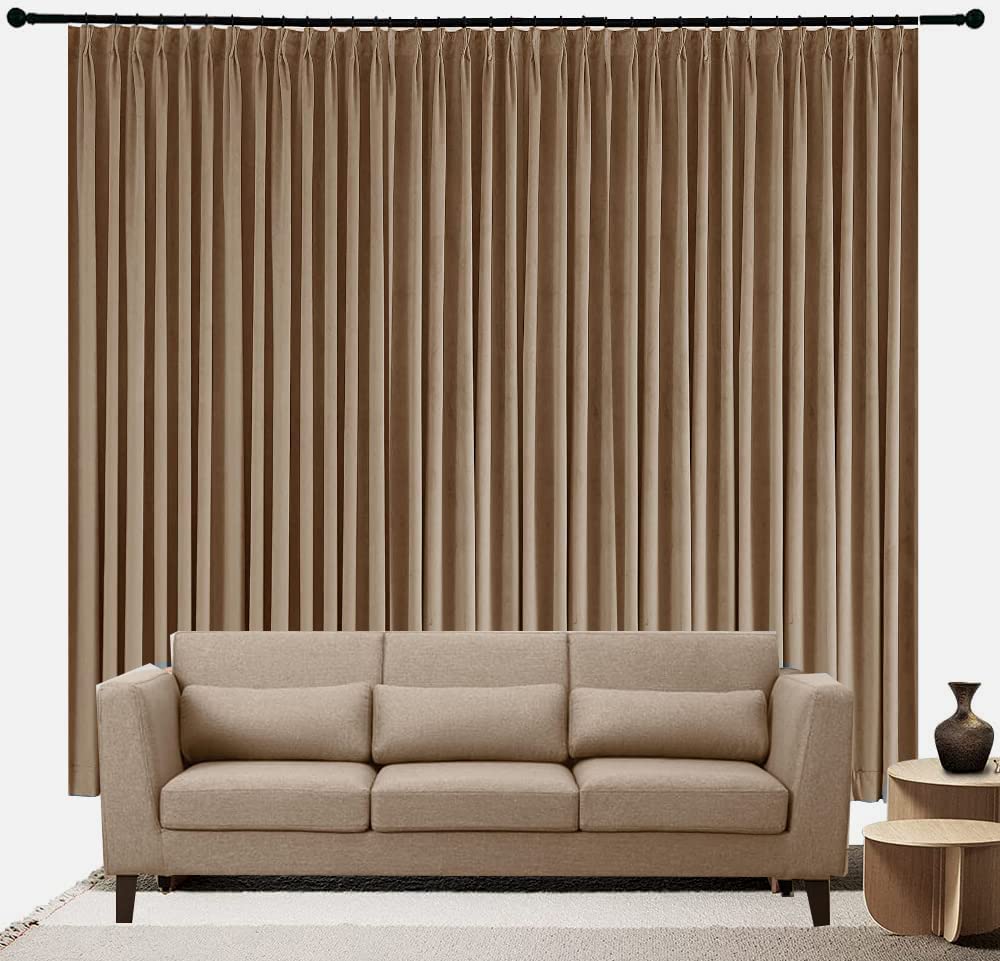 Blackout Curtains 60x84 Inch - Thermal Insulated Light Blocking Double Pinch Pleated Drapes for Living Room & Bedroom - 95% Blackout, Taupe, 1 Panel - Perfect for Home Theater, Nursery & Shift Workers