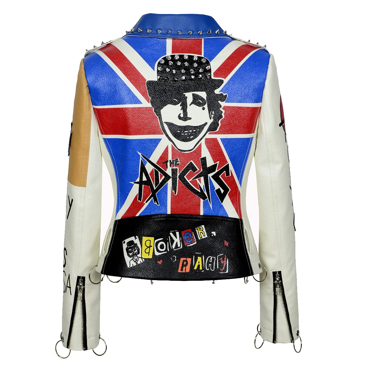 Women's Punk Style Asymmetric Zipper Motorcycle Jacket - Classic Print, Casual & Sexy Biker Jacket for Women - Perfect for Motorcycle Riding, Night Out, and Street Fashion