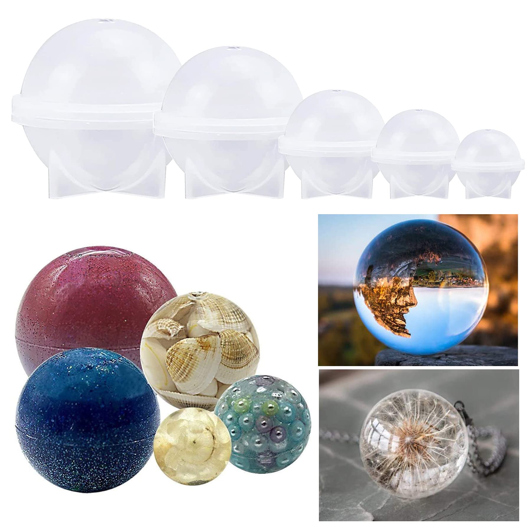 32 PCS Silicone Resin Molds Set - Sphere & Square Epoxy Jewelry Casting Molds with Measuring Cup for DIY Jewelry Making - Perfect for Resin Art, Pendants, Charms and Craft Projects
