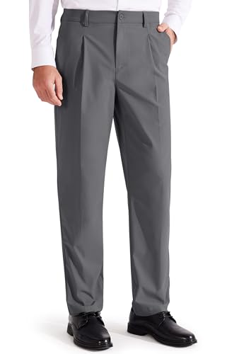 Libin Men's Dress Pants - Classic Fit Pleated Front Work & Golf Pants (29-33 Inch Waist) | Stretch Business Casual Pants | Lightweight Comfort | Perfect for Office, Golf & Formal Events