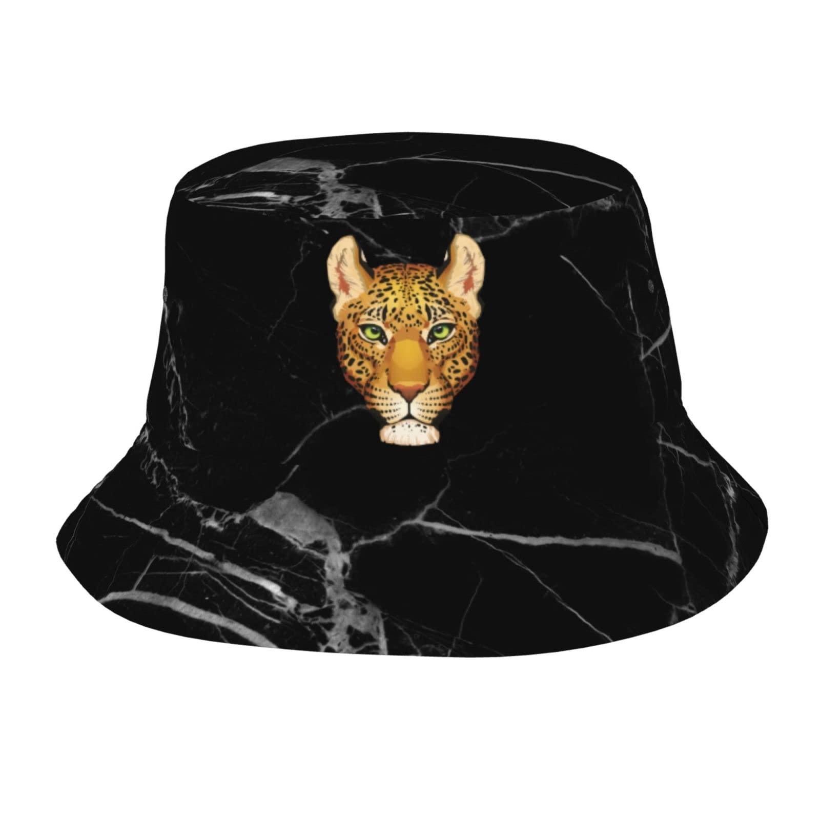 Veswiya Leopard Print Bucket Hat for Women & Men - Cotton Summer Sun Hat for Beach, Fishing, Outdoor Activities - Black Fashion Bucket Hat for Casual Wear & Sun Protection