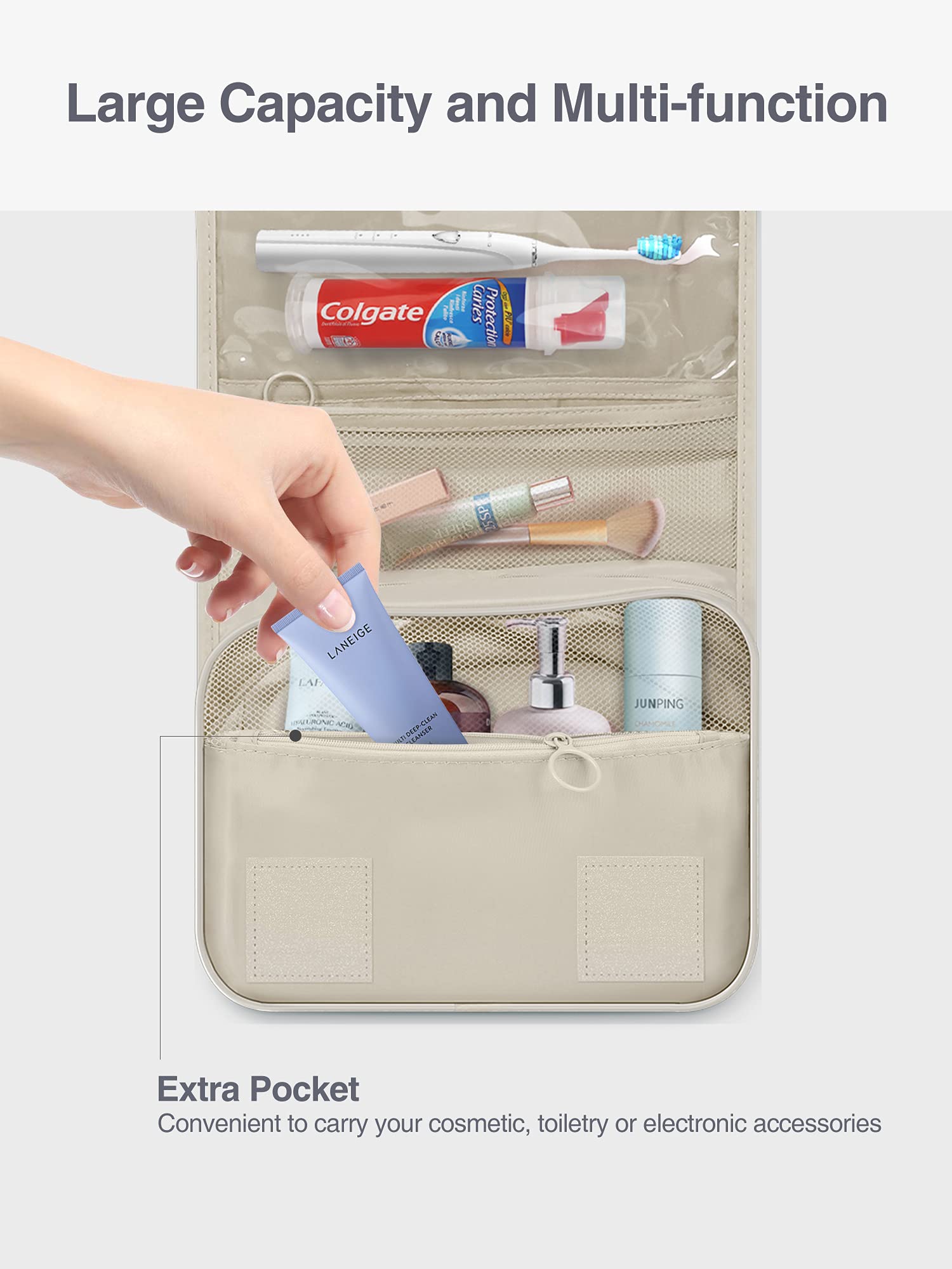 Luxtude Waterproof Hanging Toiletry Bag for Women - Travel Cosmetic Organizer with Hook for Bathroom, Shower & Essentials - Perfect for Vacation, Camping & Business Trips